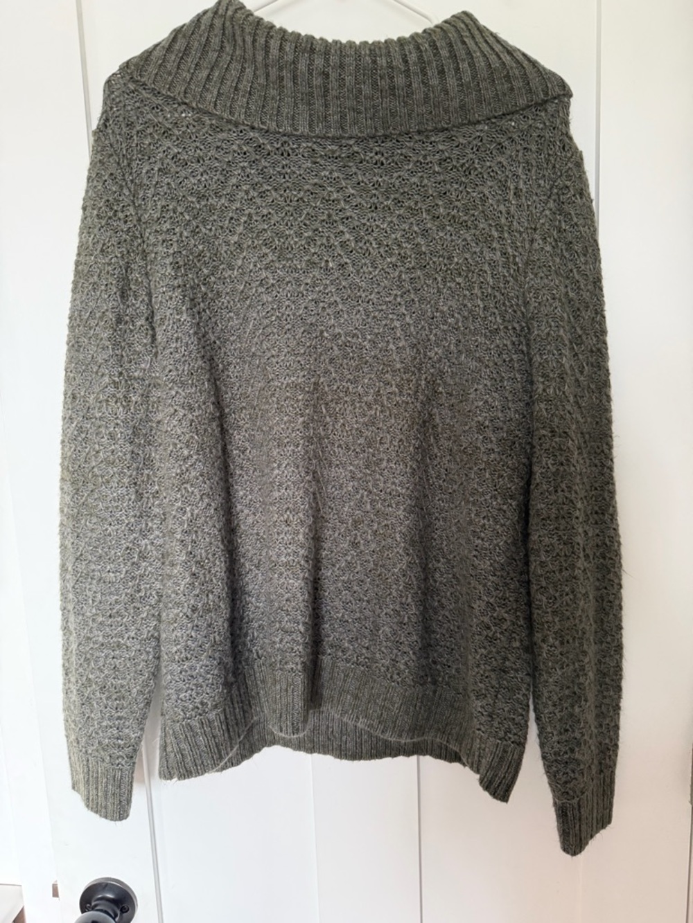 Christopher & Banks Olive Green Ribbed Cowl Sweater